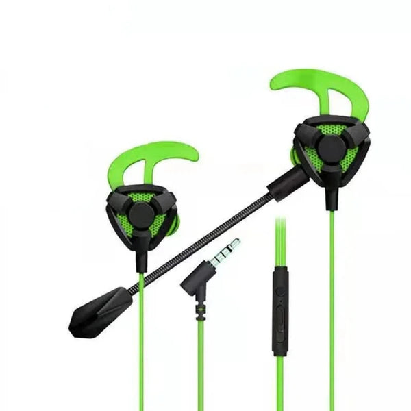 3.5mm Wired In-Ear Headphones Gaming Dual Microphone Green Variant