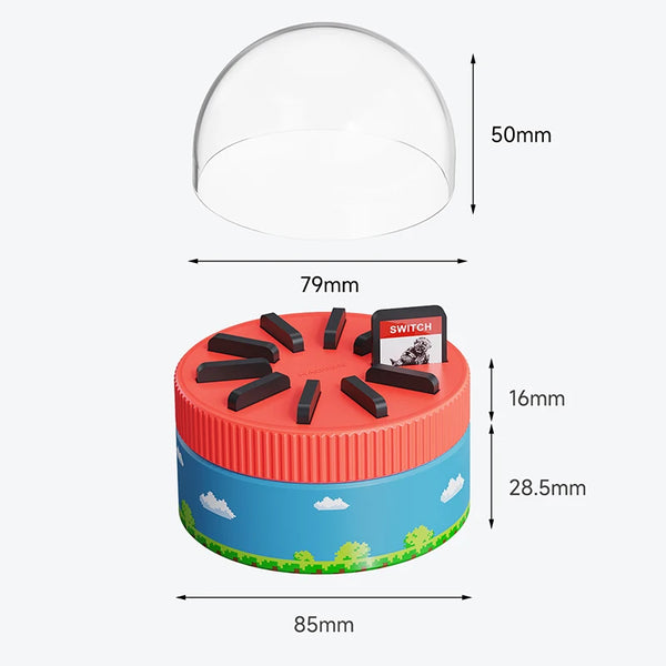 Measurements of Rotating Game Card Case with 10 Slots for Nintendo Switch
