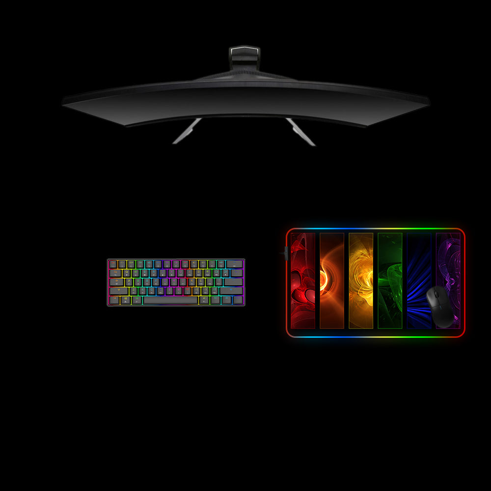 Abstract Art Blocks Design Medium Size RGB Backlit Gamer Mouse Pad, Computer Desk Mat