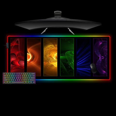 Abstract Art Blocks Design XL Size RGB Backlit Gamer Mouse Pad, Computer Desk Mat