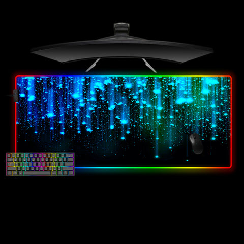Abstract Art Starfall Design XL Size RGB Backlit Gamer Mouse Pad, Computer Desk Mat