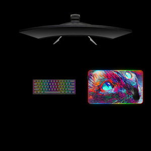 Abstract Cat Design Medium Size RGB Lights Gamer Mouse Pad