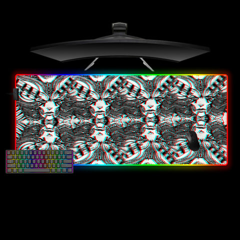 Abstract Faces Design XL Size RGB Backlit Gaming Mouse Pad, Computer Desk Mat