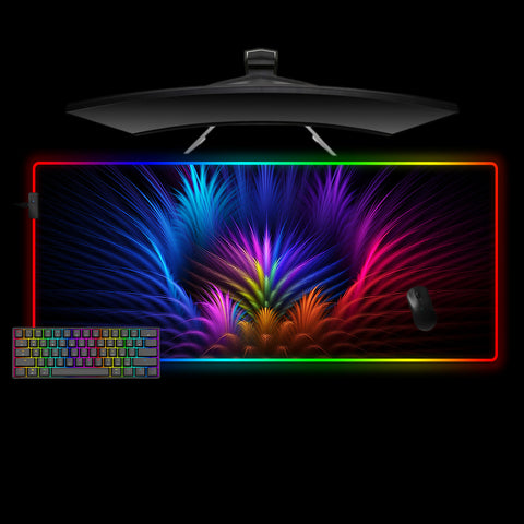 Abstract Feathers Design XL Size RGB Gaming Mouse Pad, Computer Desk Mat