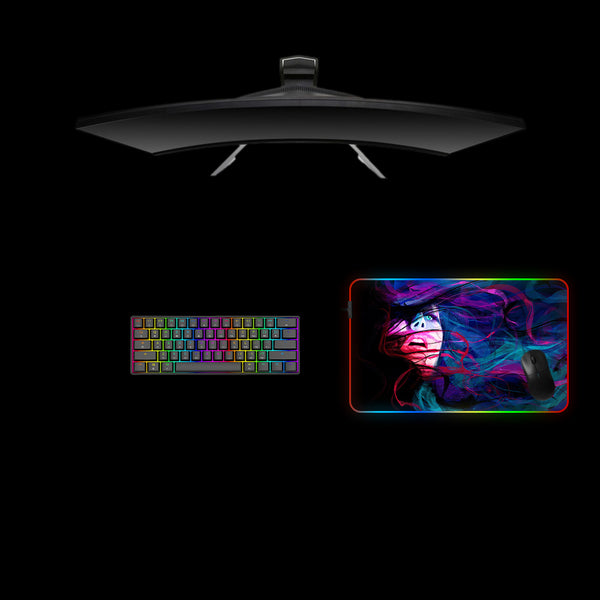 Abstract Female Portrait Design Medium Size RGB Light Gaming Mouse Pad
