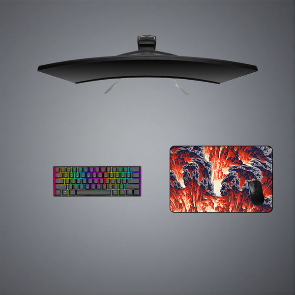 Abstract Fire & Smoke Design Medium Size Gaming Mouse Pad, Computer Desk Mat