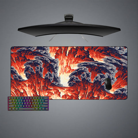 Abstract Fire & Smoke Design XL Size Gaming Mouse Pad, Computer Desk Mat