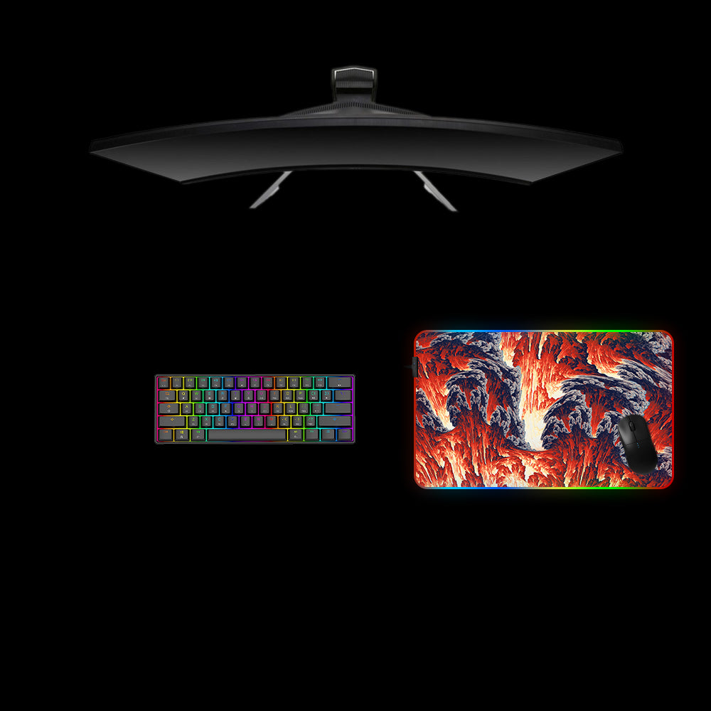 Abstract Fire & Smoke Design Medium Size RGB Light Gaming Mouse Pad, Computer Desk Mat