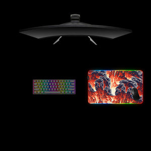 Abstract Fire & Smoke Design Medium Size RGB Light Gaming Mouse Pad, Computer Desk Mat
