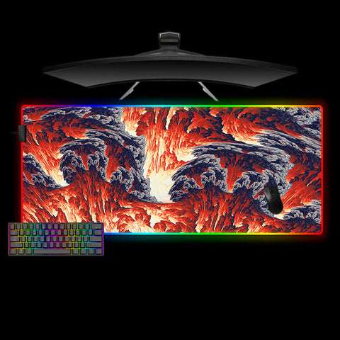 Abstract Fire & Smoke Design XL Size RGB Light Gaming Mouse Pad, Computer Desk Mat