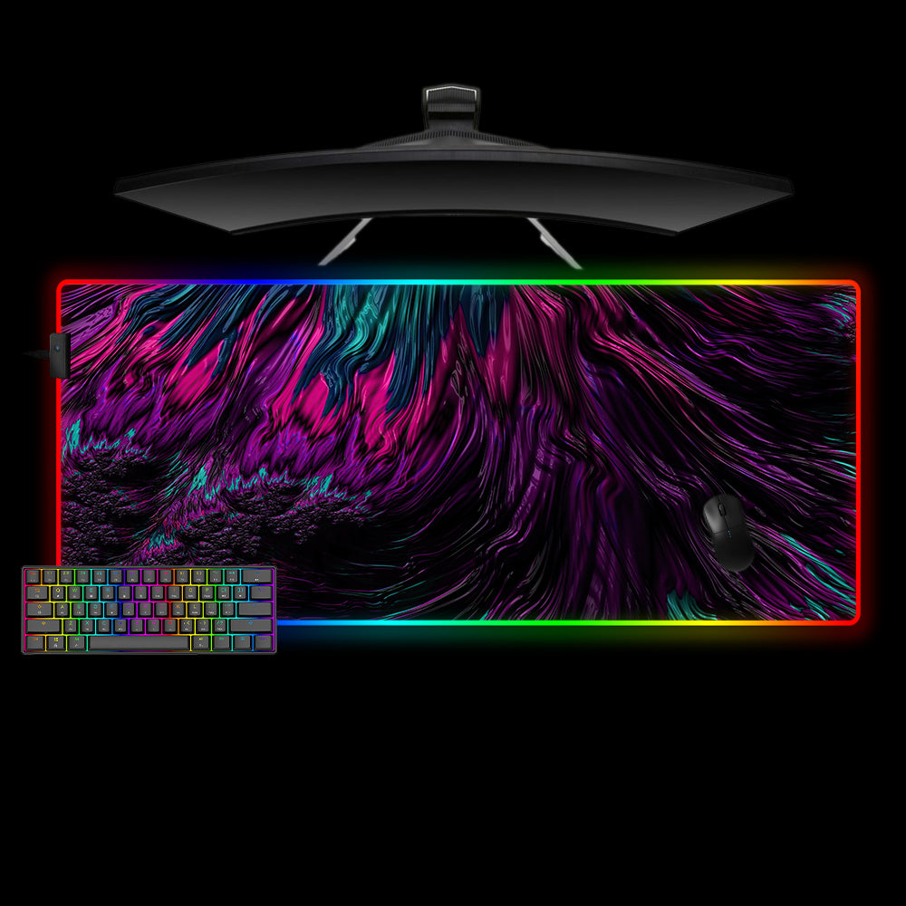 Abstract Flow Design XL Size RGB Backlit Gaming Mouse Pad, Computer Desk Mat