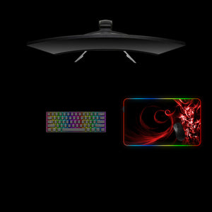 Abstract Redz Design Medium Size RGB Backlit Gamer Mouse Pad, Computer Desk Mat