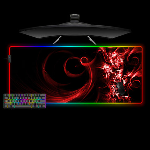 Abstract Redz Design XL Size RGB Backlit Gamer Mouse Pad, Computer Desk Mat