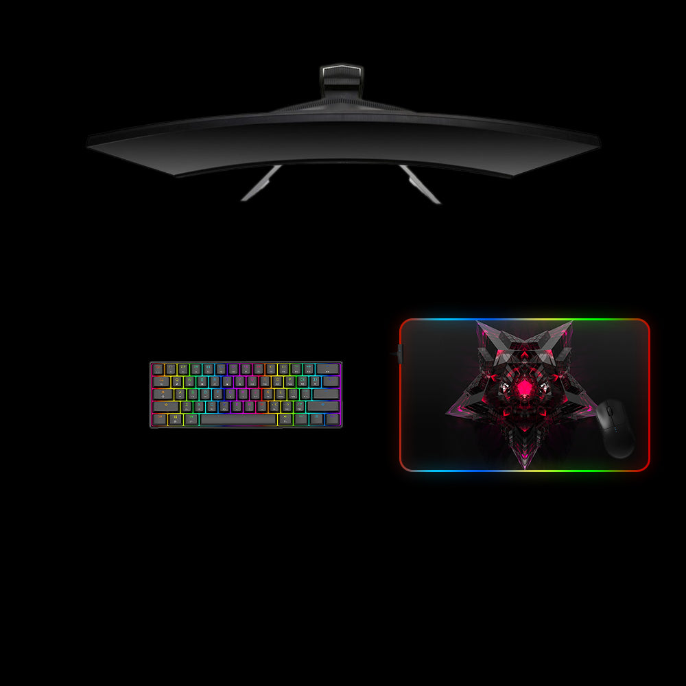 Abstract Star Geometry Design M Size RGB Illuminated Gamer Mouse Pad, Computer Desk Mat