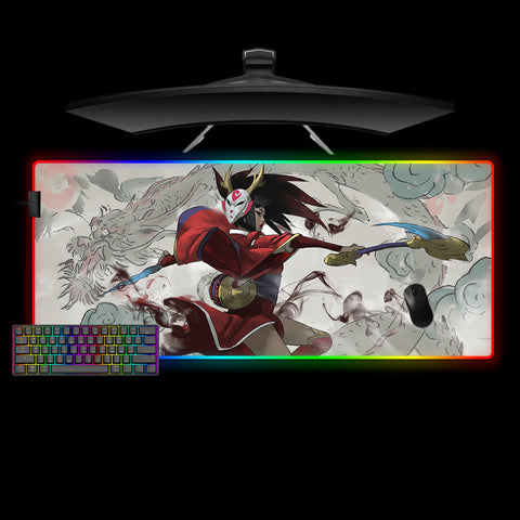 XL Size RGB Backlit Mouse Pad with Akali Shroud Design Printed on it