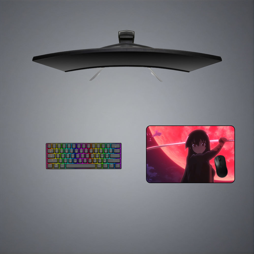 Medium size gamer mouse pad with Akame moon anime design