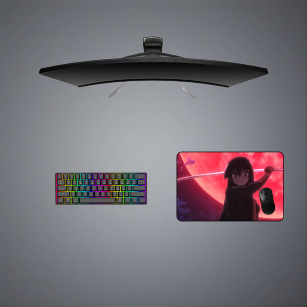 Medium size gamer mouse pad with Akame moon anime design