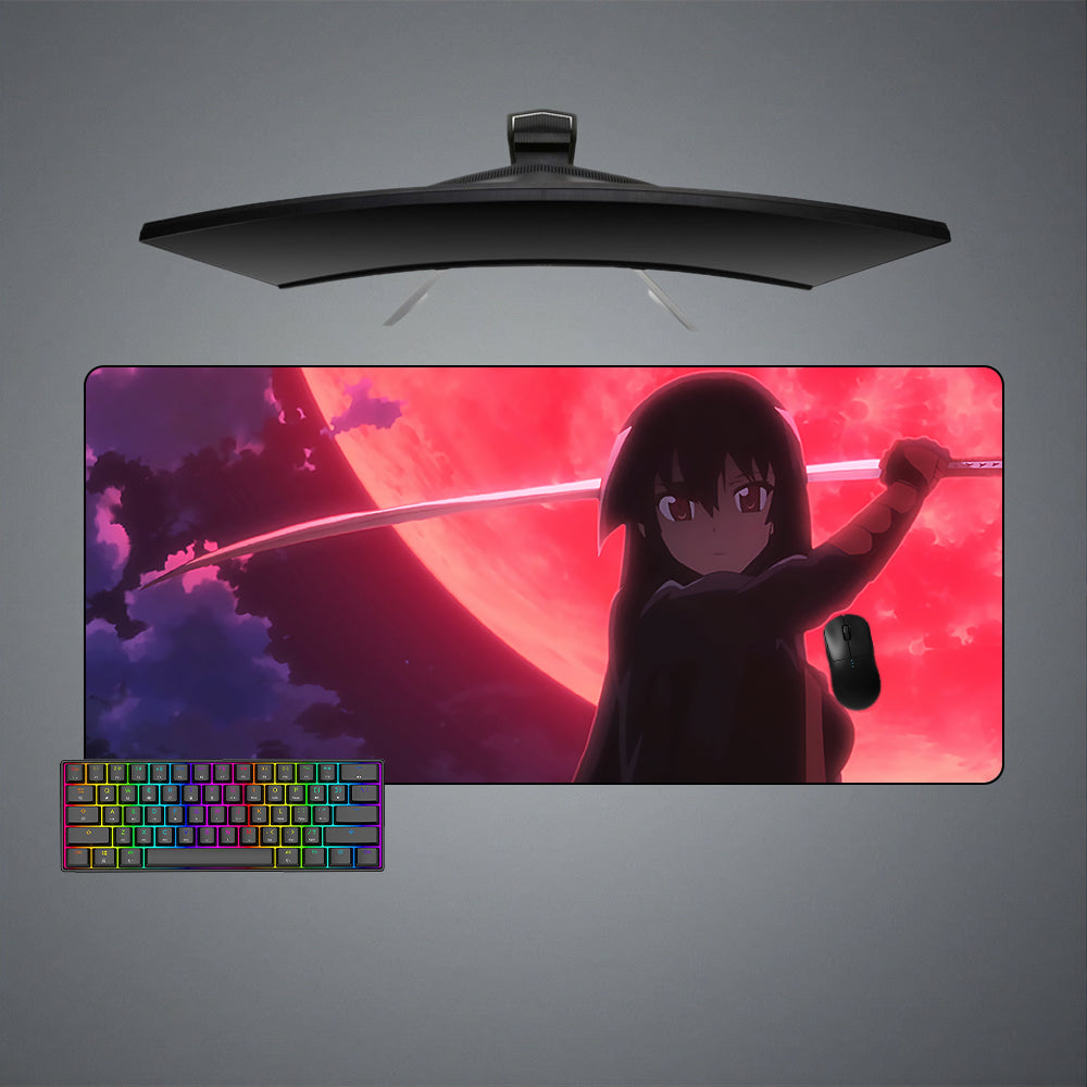 Large size gamer mouse pad with Akame moon anime design