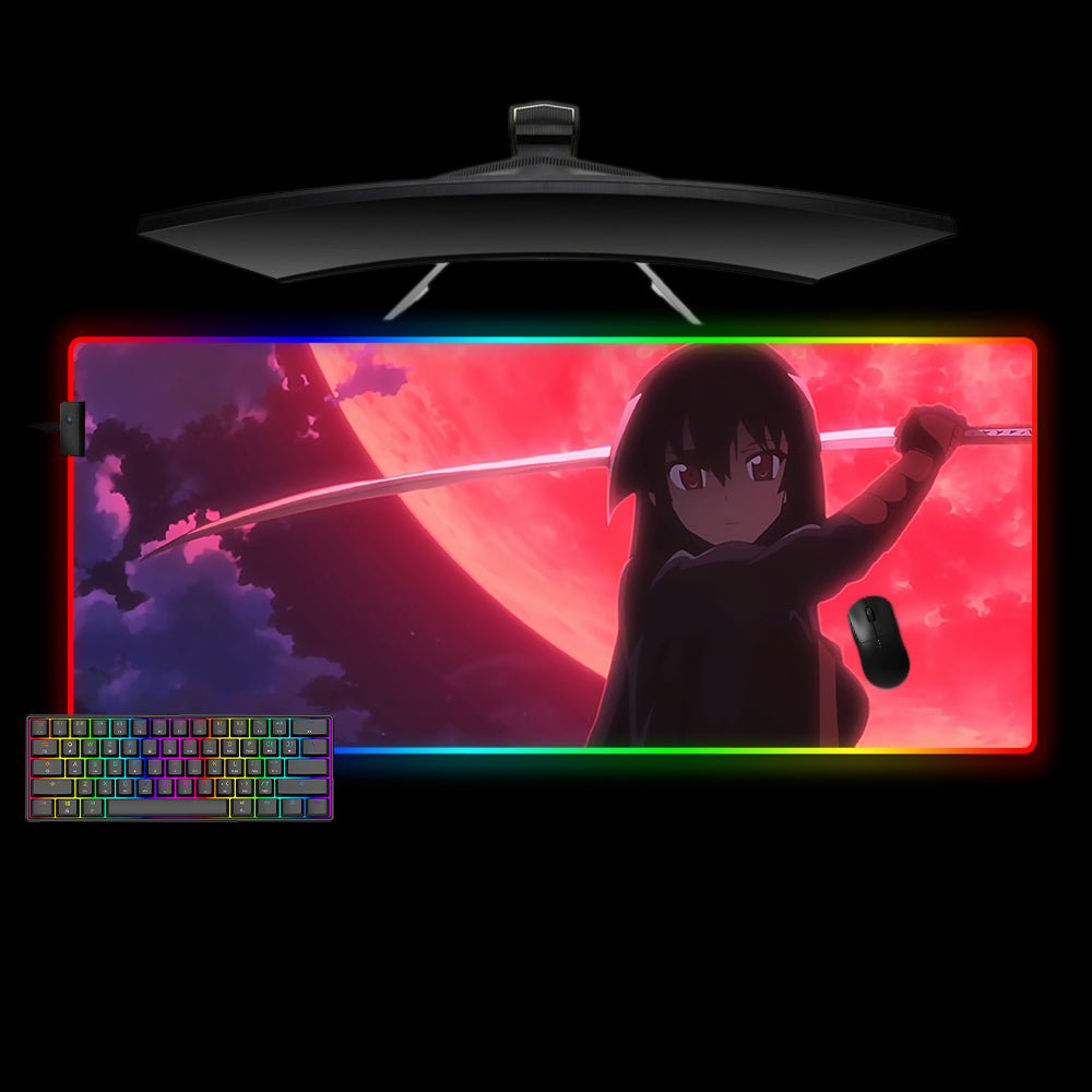 Large size RGB lit gamer mouse pad with Akame Moon design