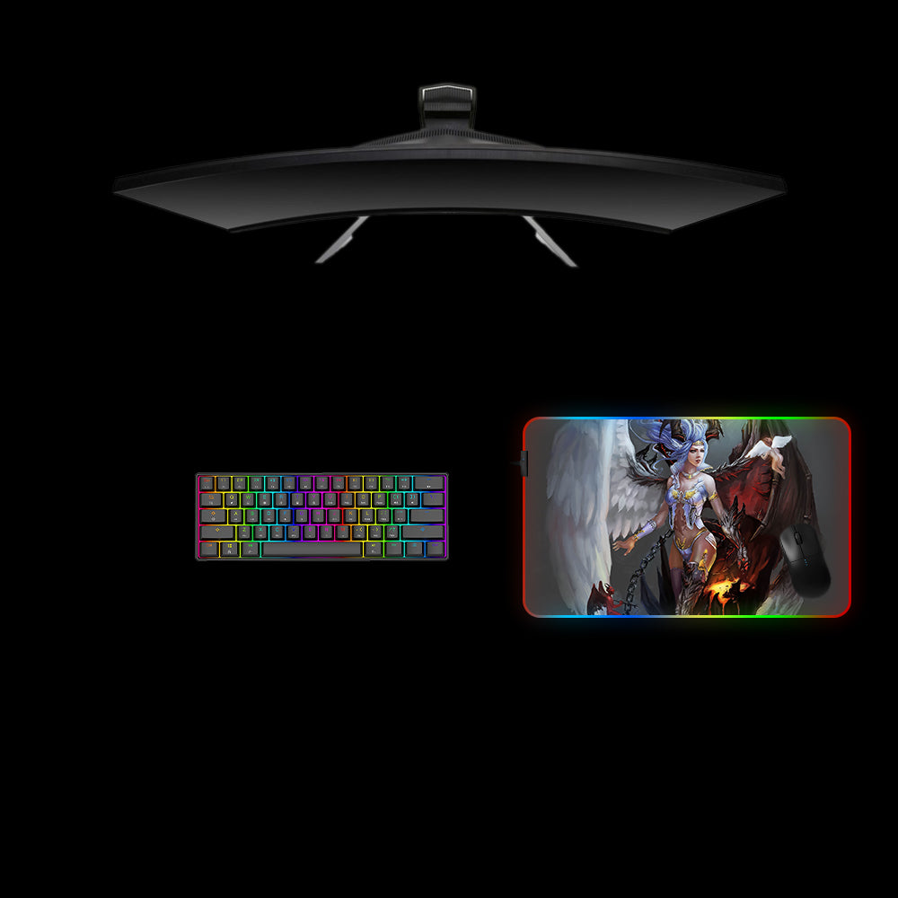 Angel Good & Evil Design Medium Size RGB Light Gaming Mouse Pad