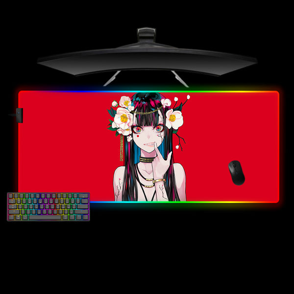 Anime Flower Girl Design XXL Size RGB Lit Gaming Mouse Pad