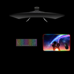 Anime Love Under the Stars Design Medium Size RGB Lighting Gaming Mouse Pad, Computer Desk Mat