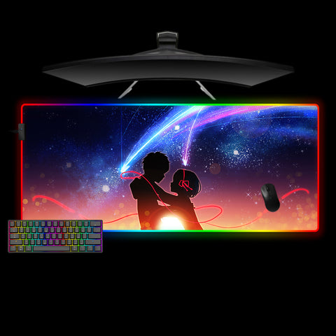 Anime Love Under the Stars Design XL Size RGB Lighting Gaming Mouse Pad, Computer Desk Mat