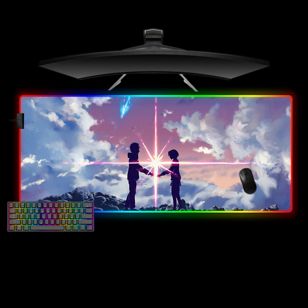 Anime Together Design XL Size RGB Lighting Gaming Mouse Pad, Computer Desk Mat
