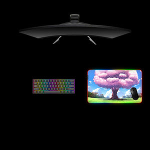 Anime Tree Design Medium Size RGB Lighting Gaming Mouse Pad, Computer Desk Mat