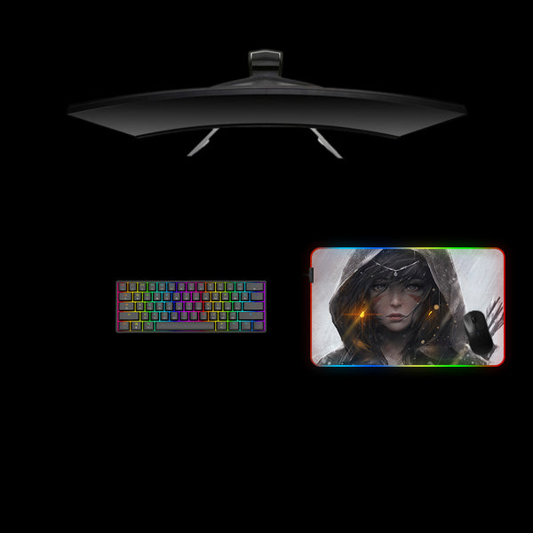 Archer Girl Design Medium Size RGB Lighting Gamer Mouse Pad, Computer Desk Mat