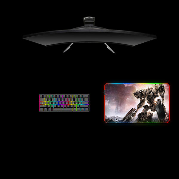 Armored Core Raven Design Medium Size RGB Light Gamer Mouse Pad, Computer Desk Mat