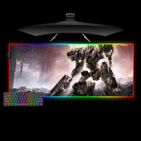 Armored Core Raven Design XL Size RGB Light Gamer Mouse Pad, Computer Desk Mat