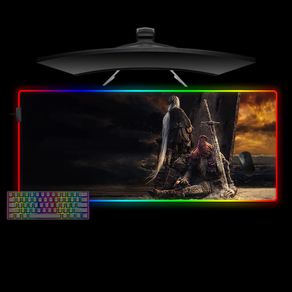 Ashes of Ariandel Design XXL Size RGB Light Gaming Mouse Pad, Computer Desk Mat
