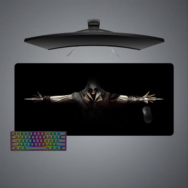XXL size gamer mouse pad with assassin blades design