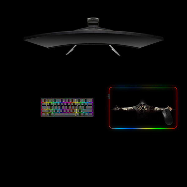 Medium size RGB lights mouse pad with assassin blades design