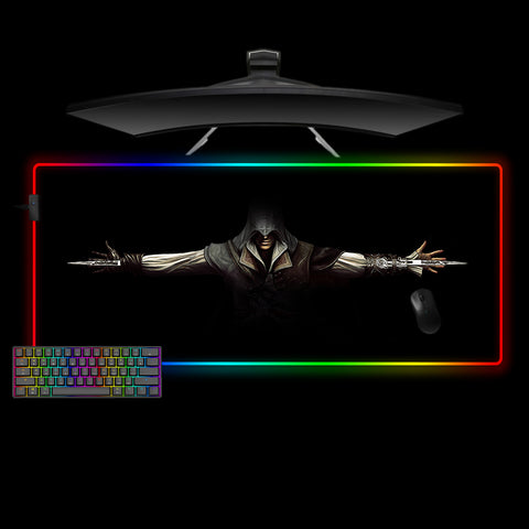 Large size RGB lights mouse pad with assassin blades design