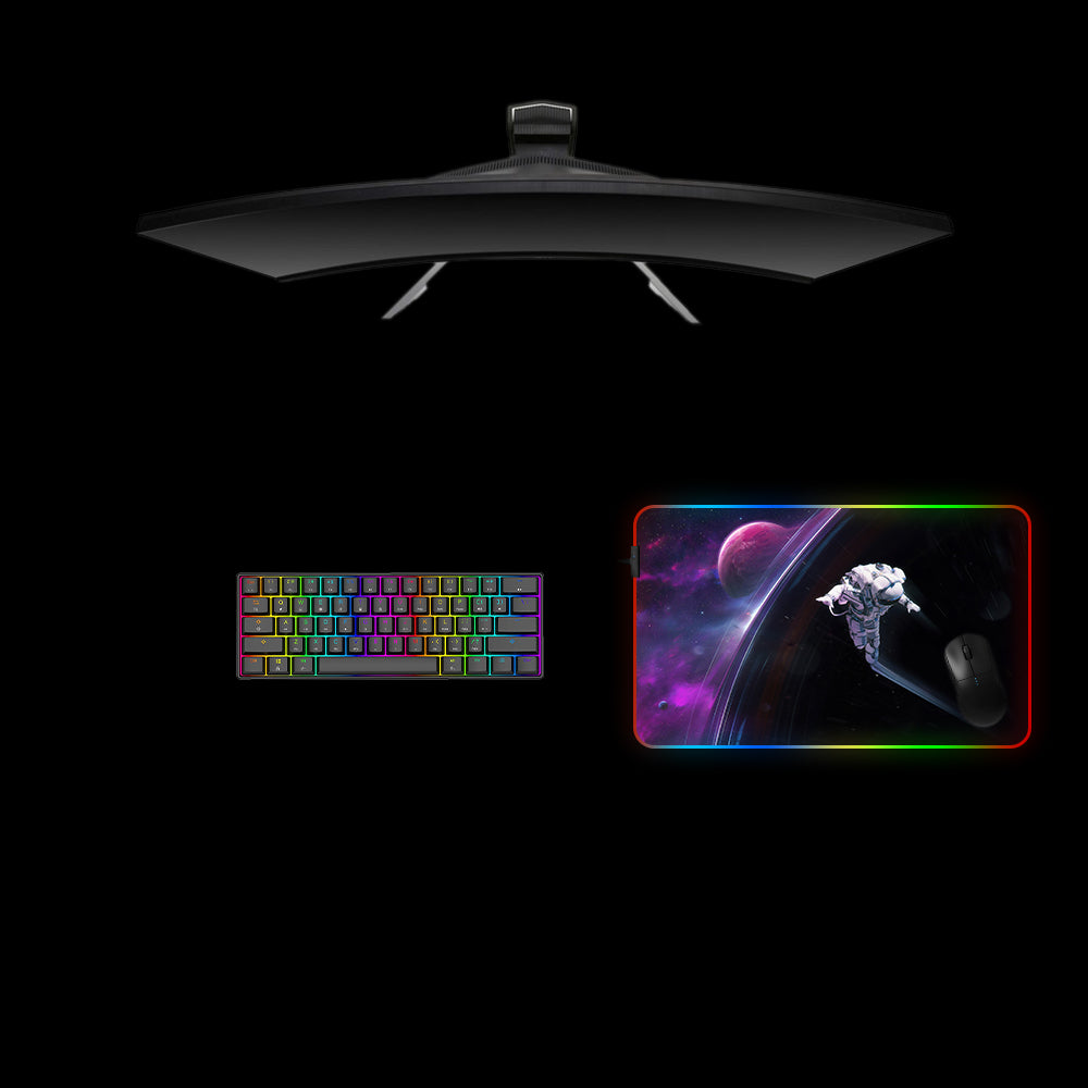 Astronaut Black Hole Design Medium Size RGB Light Gamer Mouse Pad
