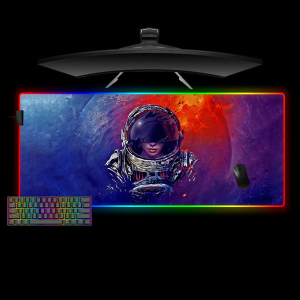 Astronaut Fade Design XXL Size RGB Light Gaming Mouse Pad, Computer Desk Mat