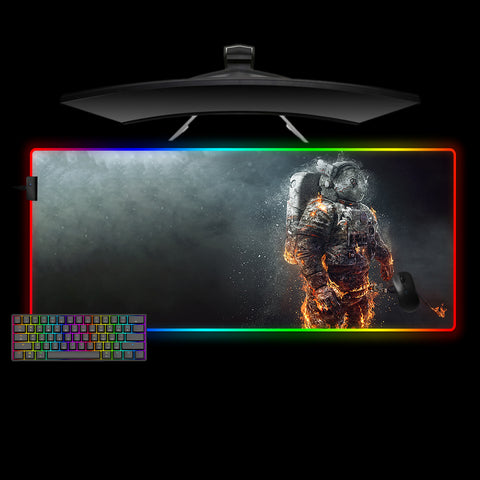 Astronaut On Fire Design XXL Size RGB Lit Gaming Mouse Pad