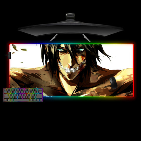 Attack Titan Design XL Size RGB Backlit Gaming Mouse Pad, Computer Desk Mat