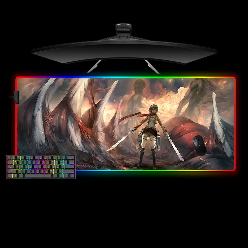 Attack on Titan Bones Design XL Size RGB Backlit Gaming Mouse Pad, Computer Desk Mat