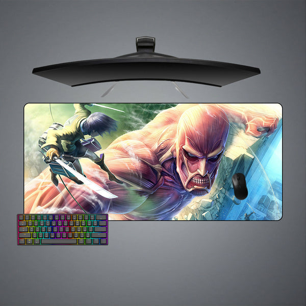 Attack on Titan Colossal Titan Fight Design XL Size Gaming Mouse Pad, Computer Desk Mat