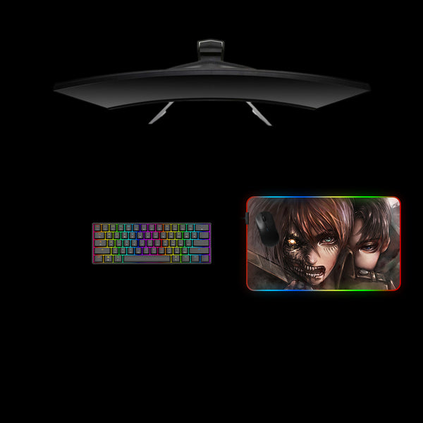 Attack on Titan Eren, Levi Design Medium Size RGB Backlit Gaming Mouse Pad, Computer Desk Mat