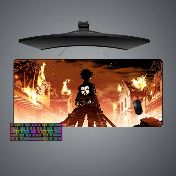 Attack on Titan Fire Design XL Size Gaming Mouse Pad, Computer Desk Mat