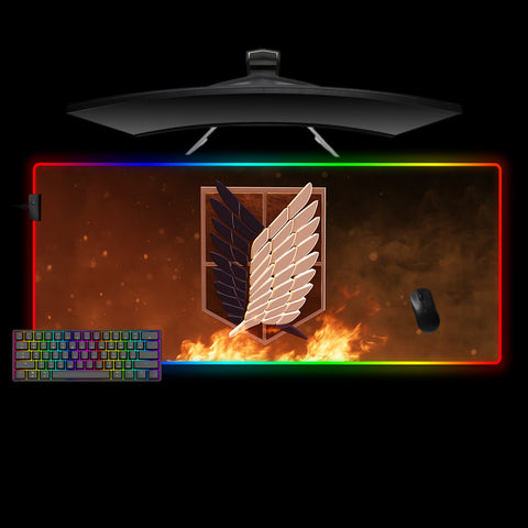 Attack on Titan Wings of Freedom Design XL Size RGB Backlit Gaming Mouse Pad, Computer Desk Mat