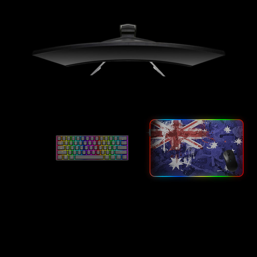 Australia Flag Splash Paint Design Medium Size RGB Lit Gaming Mouse Pad