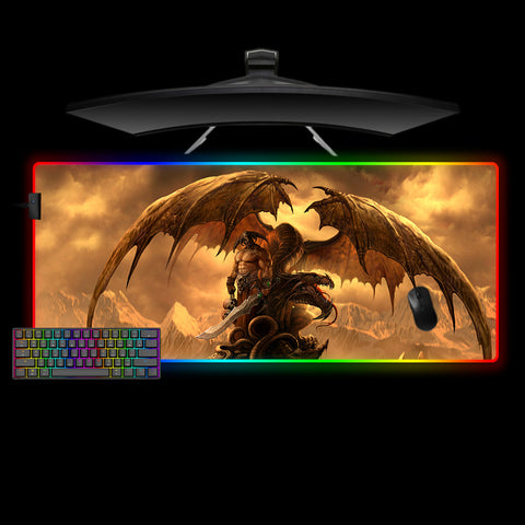 Barbarian & Dragon Design XL Size RGB Illuminated Gaming Mouse Pad
