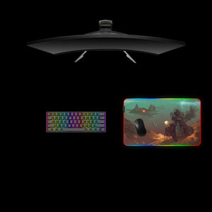 Sci-Fi Battleship Design Medium Size RGB Light Gaming Mouse Pad, Computer Desk Mat
