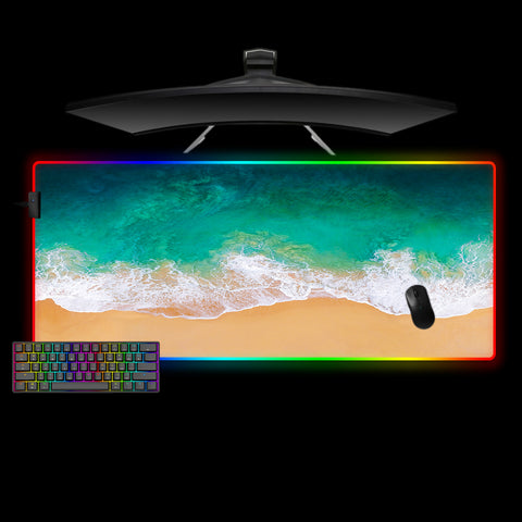 Beach Waves Design XXL Size RGB Light Gaming Mouse Pad