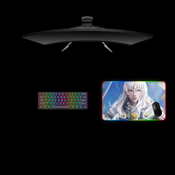 Medium size RGB lit gamer mouse pad with Berserk Griffith printed design